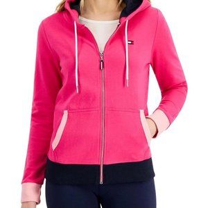 Tommy Hilfiger Zip-Front Colorblocked Hoodie For Women NWT